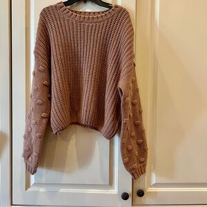 NWOT moon & madison Brown Crew Neck Sweater with Chunky Ribbed Knit